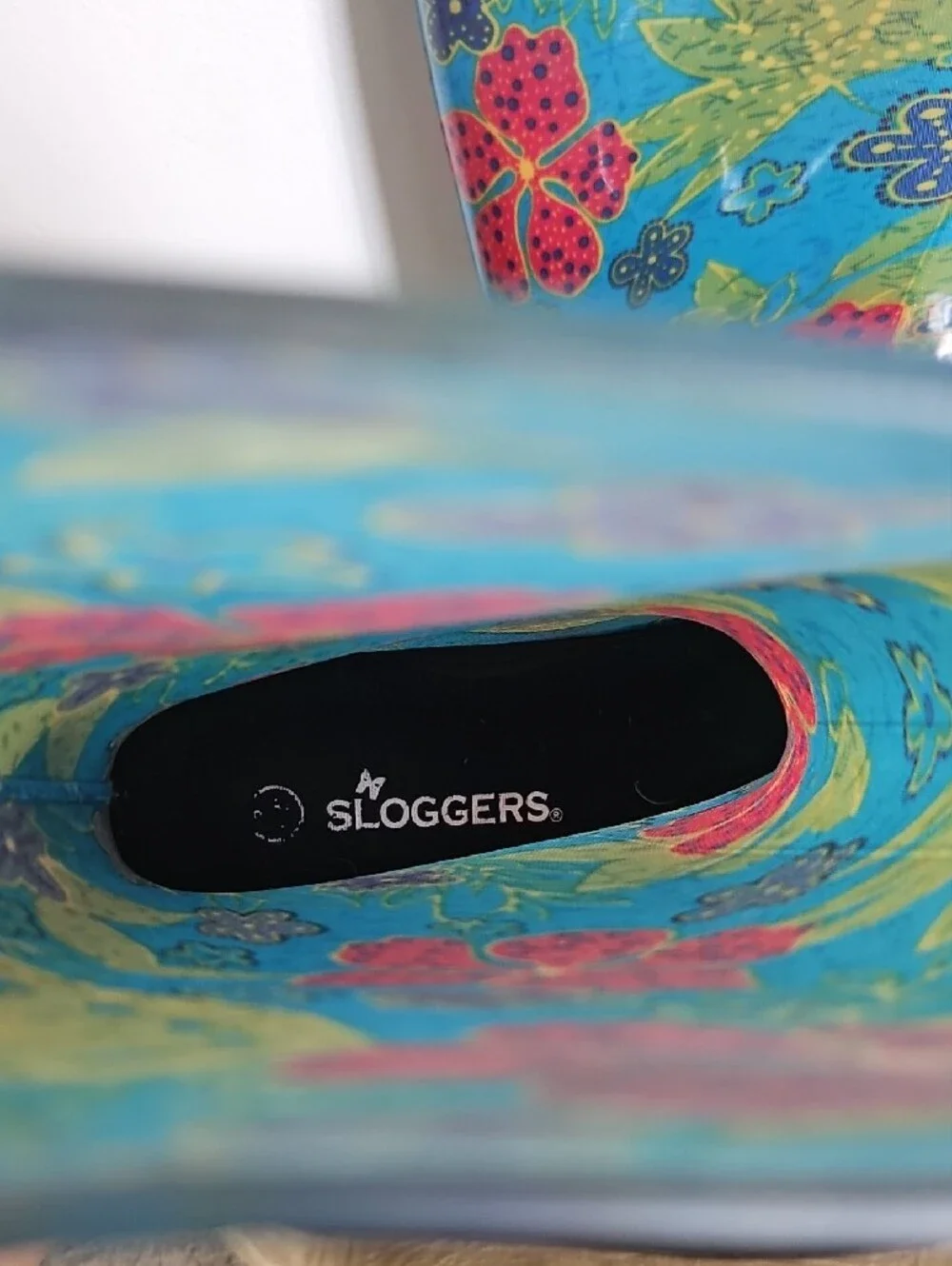 Sloggers Blue Floral Women's Rain Boots with Red Flowers